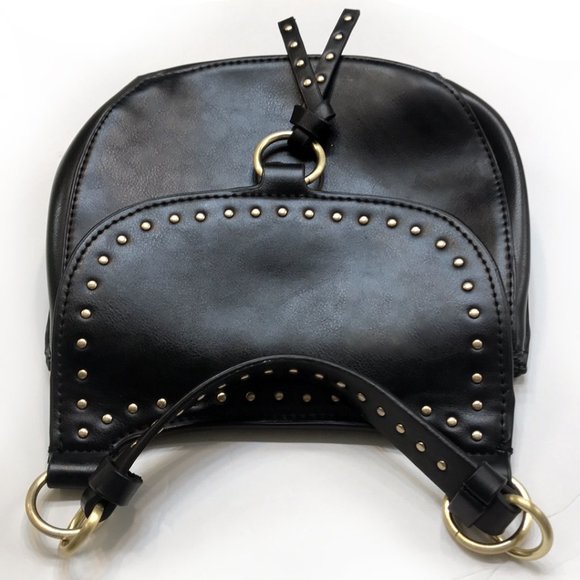 Zara Gold Studded Saddle Equestrian Crossbody Mini Handbag - Picture 8 of 11